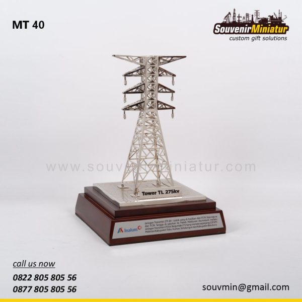 MT40 Souvenir Miniatur Tower Jaringan Transmisi TL 257Kv PLTA Siguragura PT Inalum